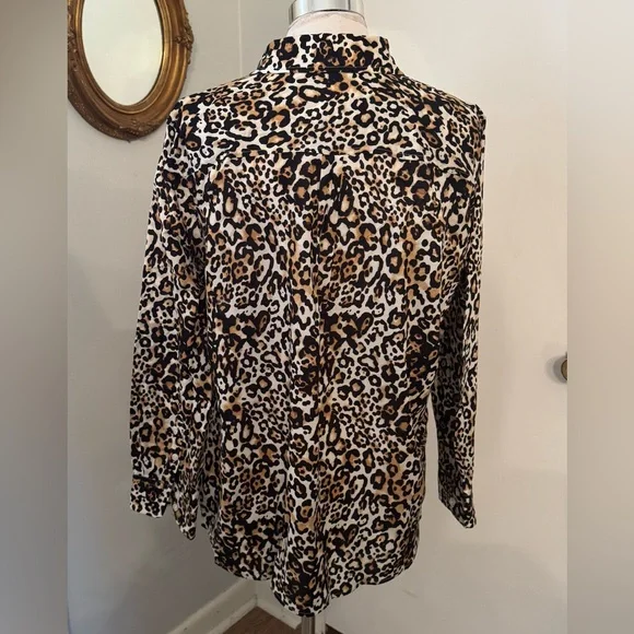 Talbots 3X Leopard Print Button-Up Shirt Casual Animal print Women’s - Picture 9 of 10